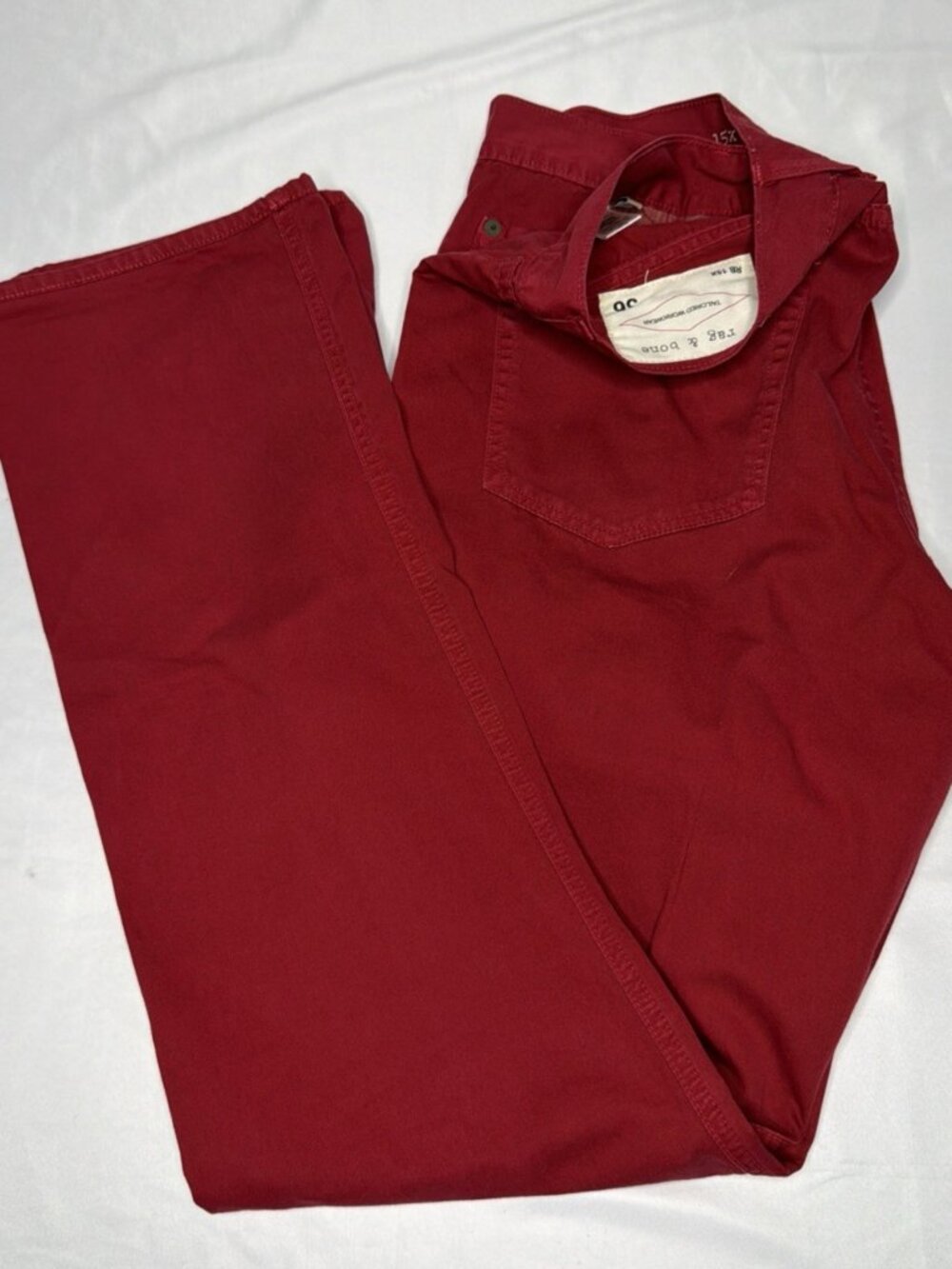 rag & bone Jeans Men's 36x33 Red RB15X Slim Straight Button Fly Made in USA